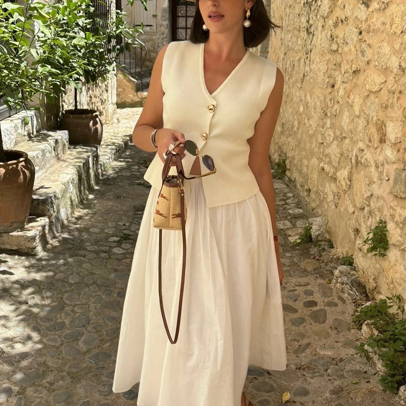 Solid Knit Vest Top/Cropped Sleeveless/Top Female Holiday Knitted Short Tops/Tatting Craft.