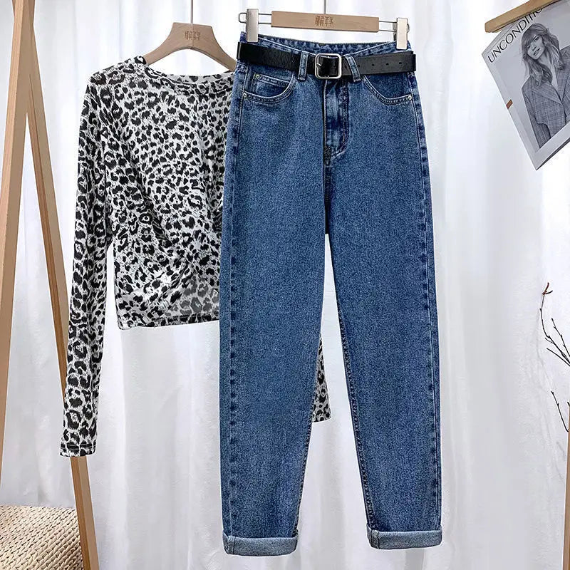 Symmetry Multi Style Pants/Stylish High Waisted Denim/Straight Leg Jeans Female Trousers/Pockets Roll Up Cuffs Casual Trendy Look.