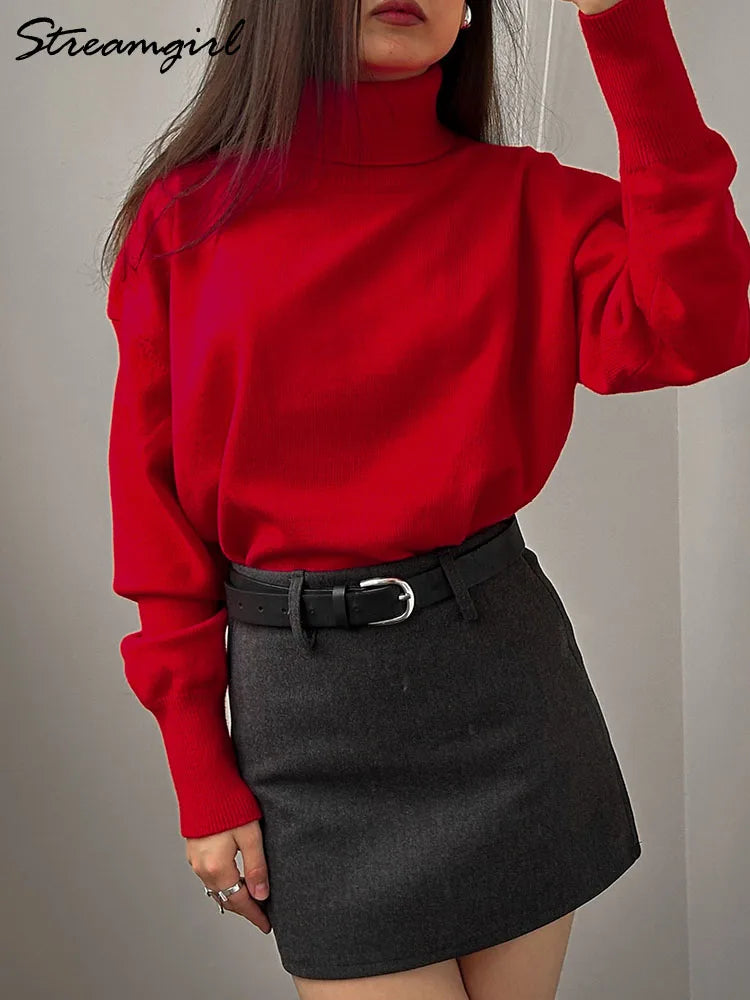 Loose Fitted Turtleneck Sweater’s/Women Winter Pullover Trend’s/Oversize Sweater/New Solid Jumper Turtleneck Sweater’s.