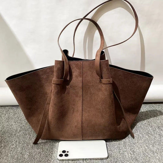 Luxury Faux Suede Tote Bag – Large Capacity Minimalist Shoulder Bag | Modern Blend Boutique
