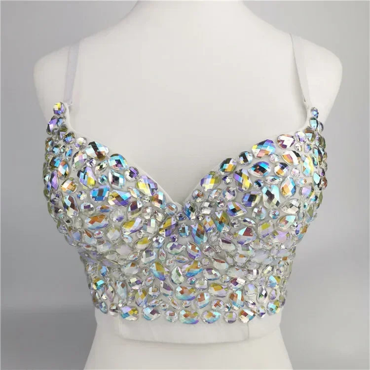 Fashion Sequined Tank Top/Shiny Shaper Push Up Bra/Sexy Halter Cropped Top/Bralette Corset Camis.