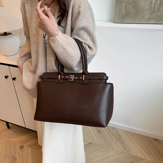 Luxury Large Capacity Tote Bag for Women – Elegant PU Leather Designer Work Handbag