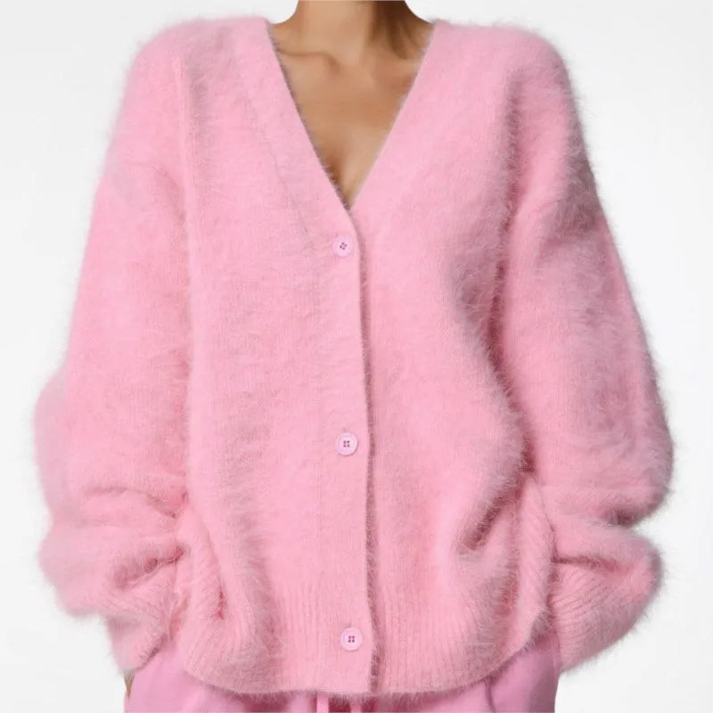 Cardigan winter/Elegant Long-sleeved Sweater/Single style breasted /Women's Casual Cardigan Soft Elastic Knitted Sweater.