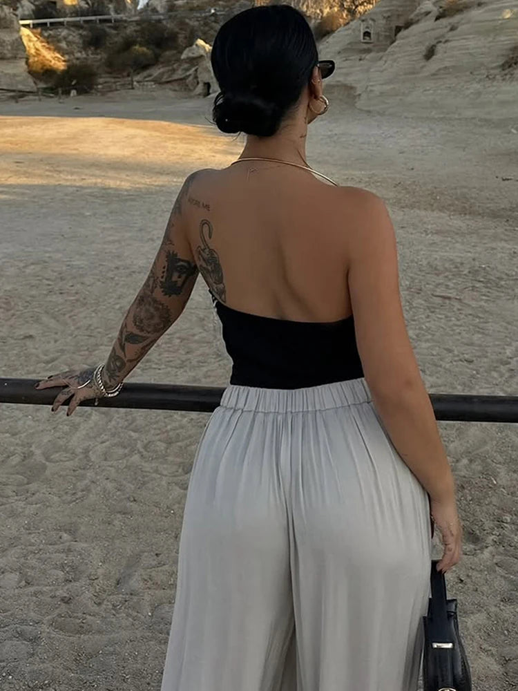 Timeless Elegance Metal Accent Halter Top