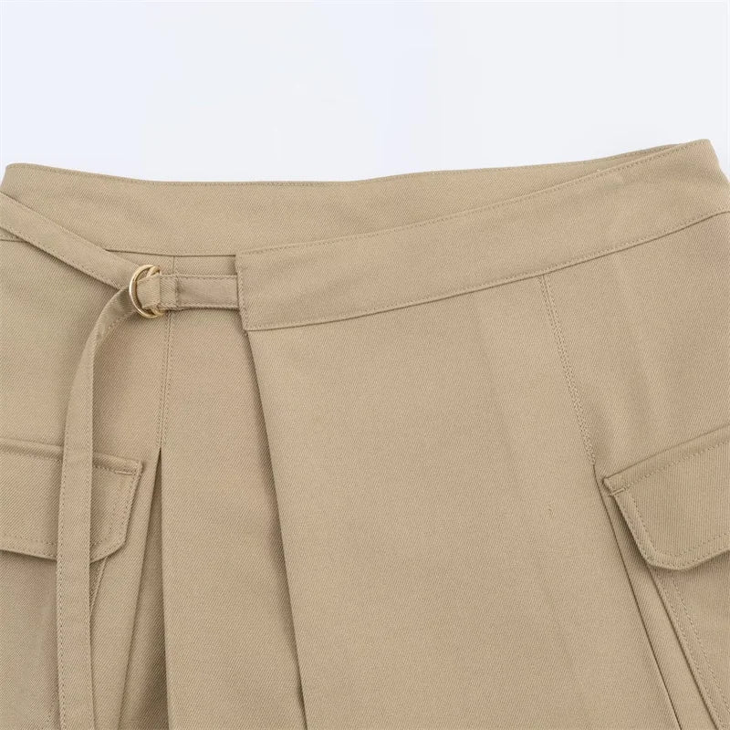 Trendy Vintage Double Pleated Skirt/Sexy Workwear Skirt/Fashion Trend Casual High Waist Wide Waist.