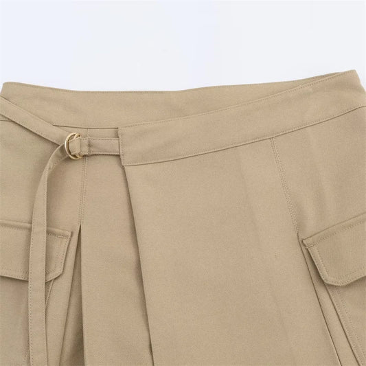 Trendy Vintage Double Pleated Skirt/Sexy Workwear Skirt/Fashion Trend Casual High Waist Wide Waist.