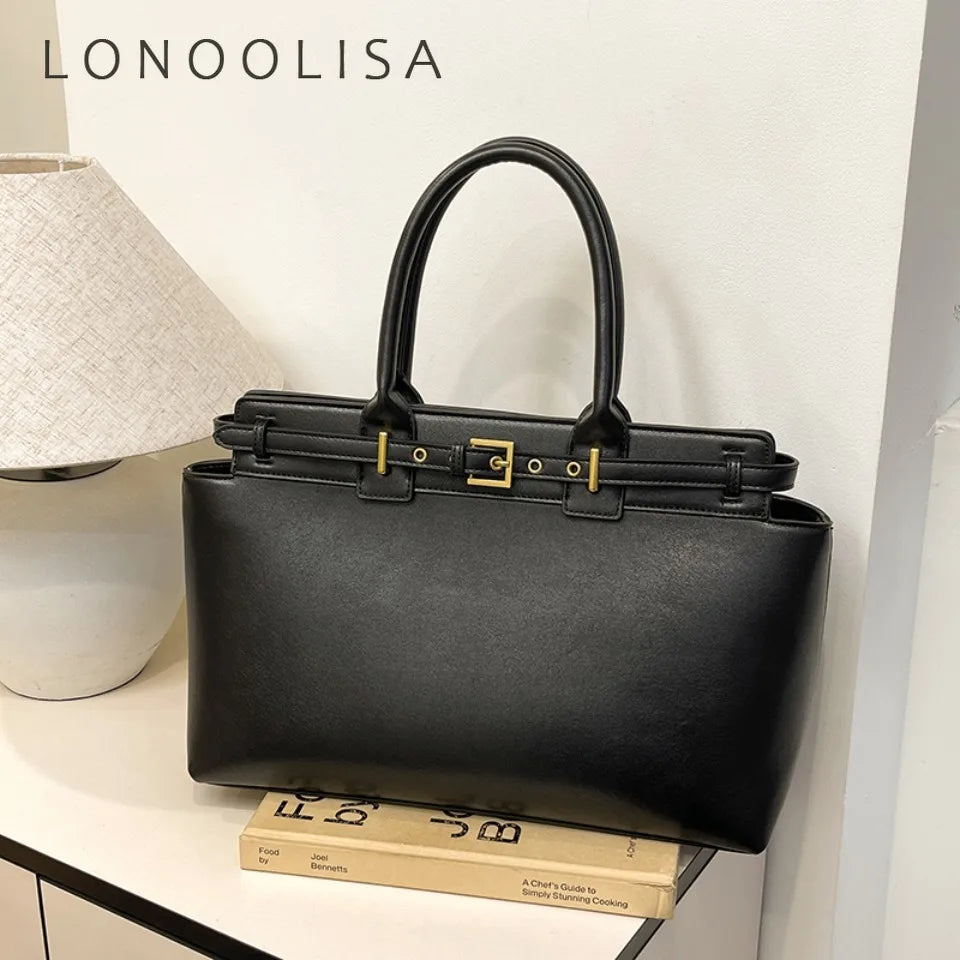 Luxury Large Capacity Tote Bag for Women – Elegant PU Leather Designer Work Handbag