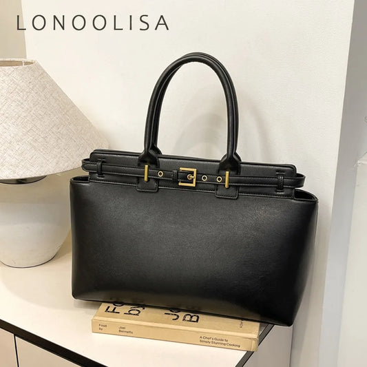 Luxury Large Capacity Tote Bag for Women – Elegant PU Leather Designer Work Handbag