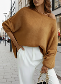 Comfy Oversized Sweater’s/Loose O~Neck Knit Sweater/Split Pull Knitted Pullover Oversized Winter Clothing.
