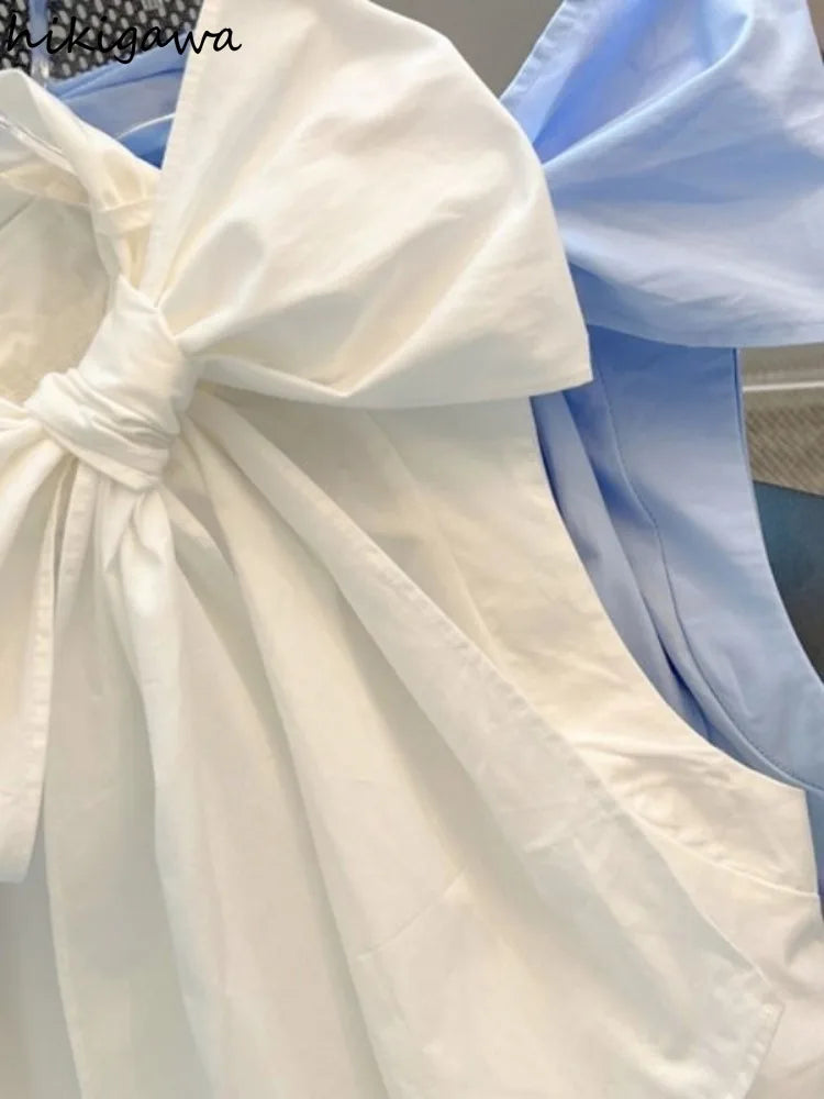 Mini Bow Tuckernuck/NEW White Blythe Ruffle Collar Preppy Sleeveless White Blouse for Women/Sleeveless Loose Shirts Fashion Sweet/All EventTops.