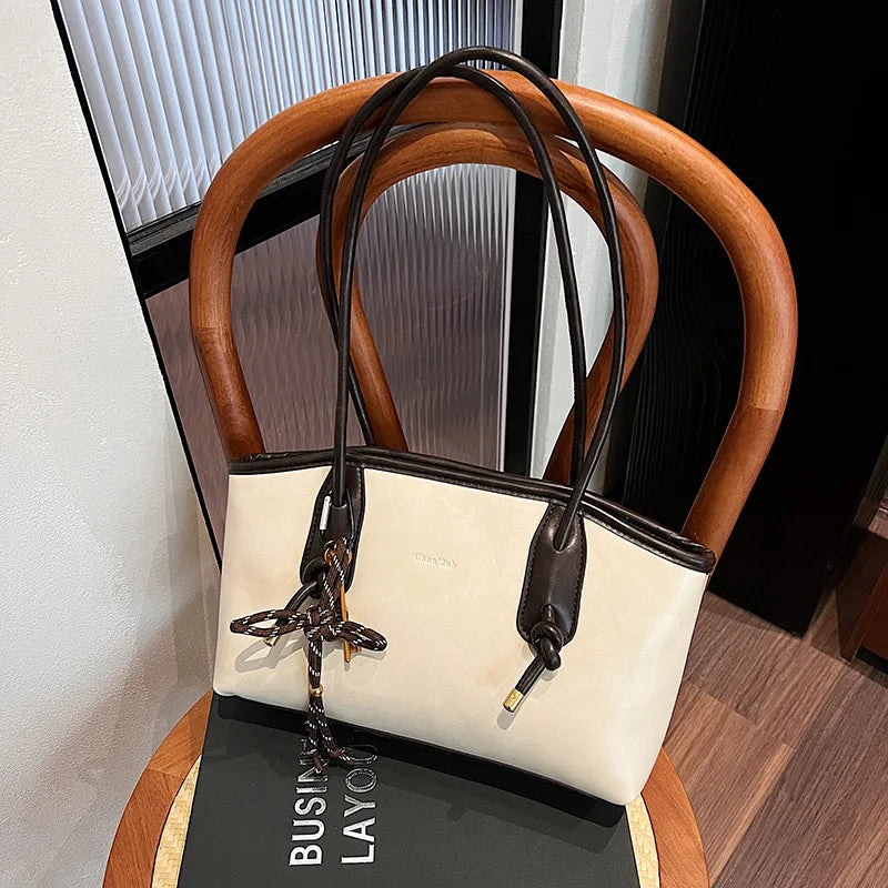 PU Leather Shoulder Bags For Women. Winter Y2K Trend Female Crossbody Bag Lady Handbags And Purses Retro Tote Bag.