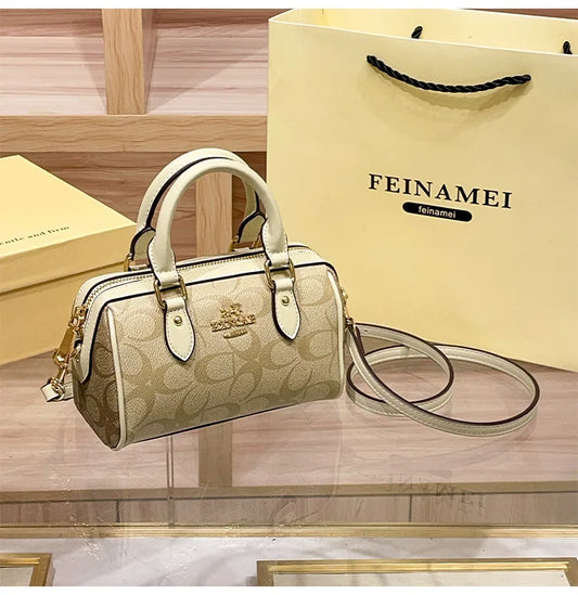 Luxury Monogram Mini Satchel Handbag with Top Handle & Crossbody Strap – Brown Designer-Style Women’s Bag