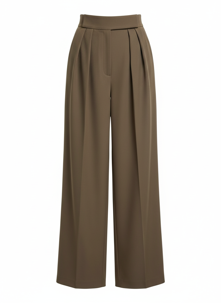 Jielur Brown Wide Leg Pant’s/Vintage Palazzo Office Elegant Trouser’s/Female High Waist Pant’s.