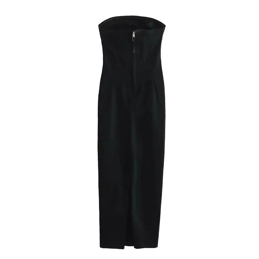 The Denim Muse Strapless Midi Dress