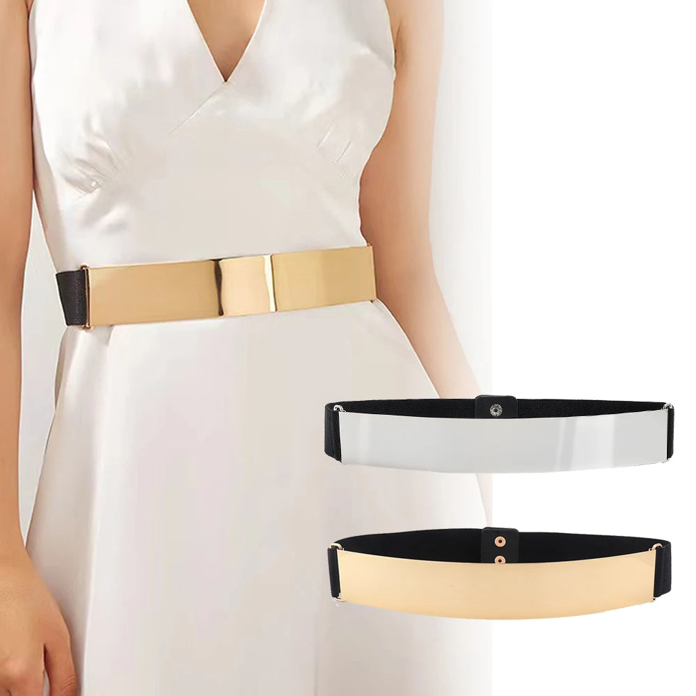Stylish Metallic Sequin Belt’s/ Women's Elastic Belt/Exaggerated Personality Wide Waist Accessories.