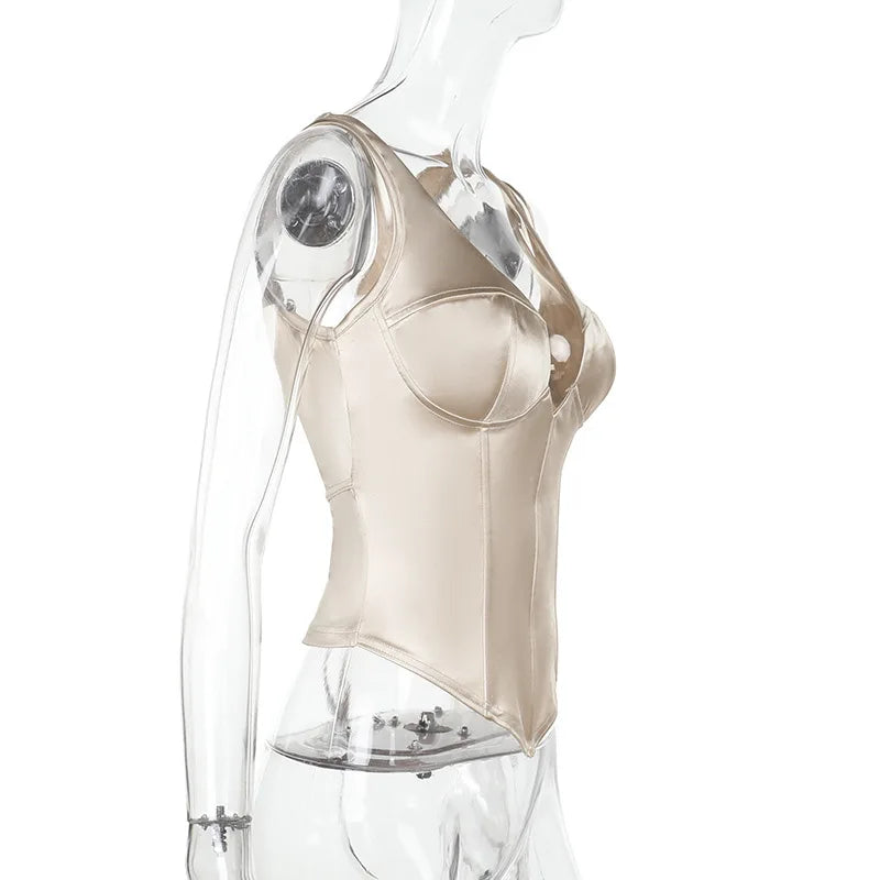 Champagne Satin Sculpt Corset Top