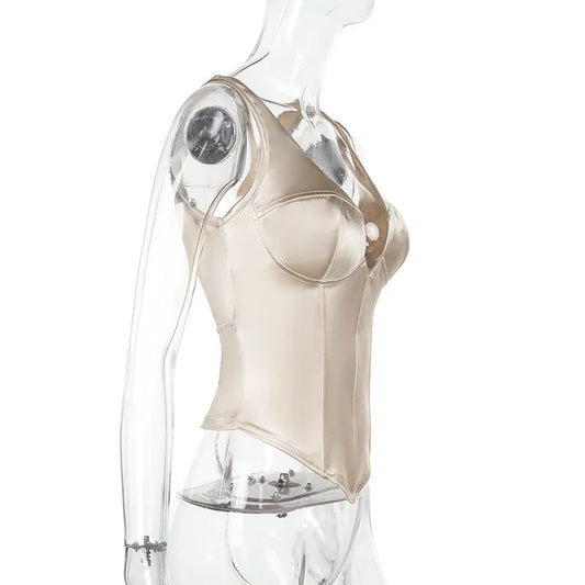 Champagne Satin Sculpt Corset Top