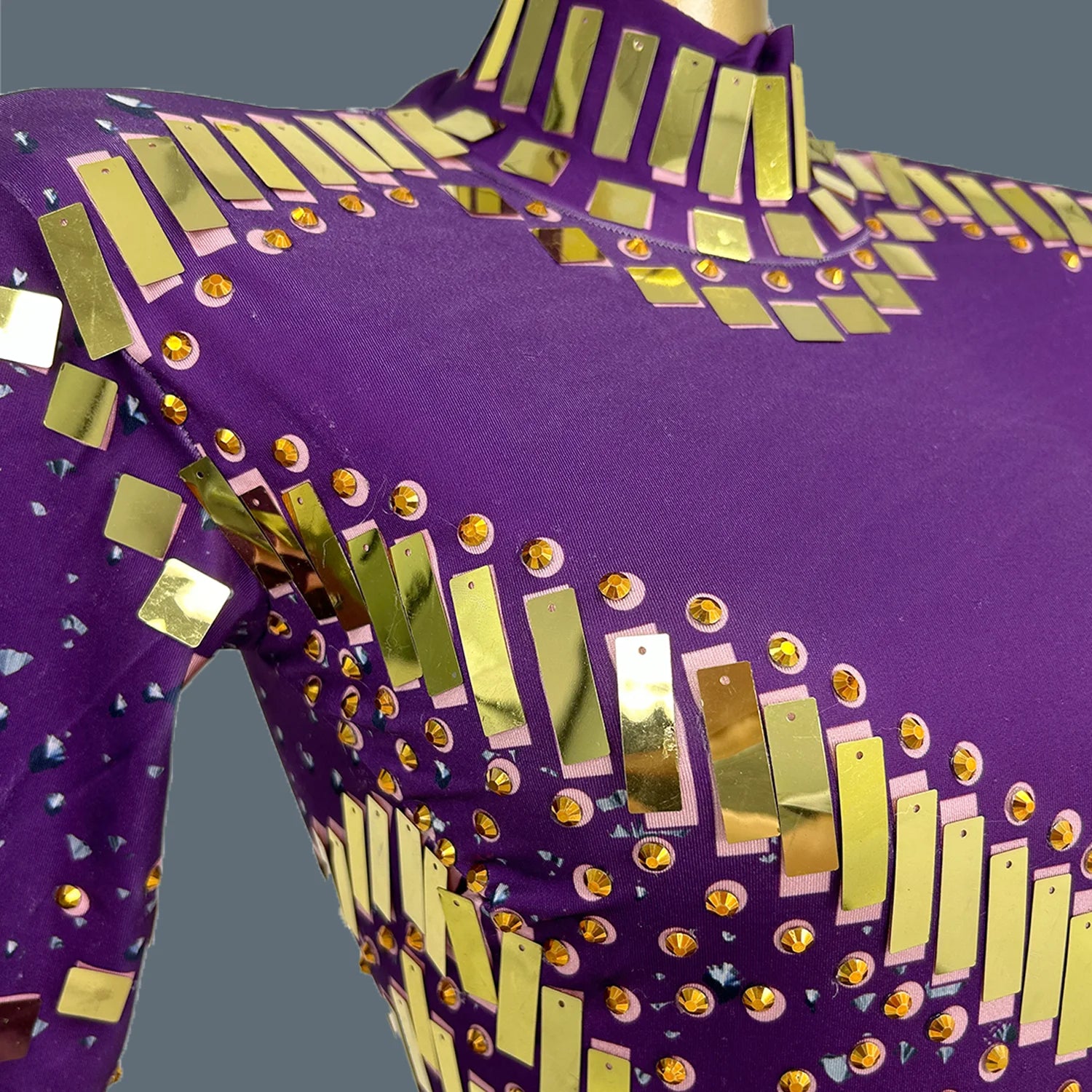 Dazzling Golden Rhinestone Mini Dress/Stage Sequined Maxi Dress/Concert Event Day/Crystal Mirror Silhouette A-LINE Dress.