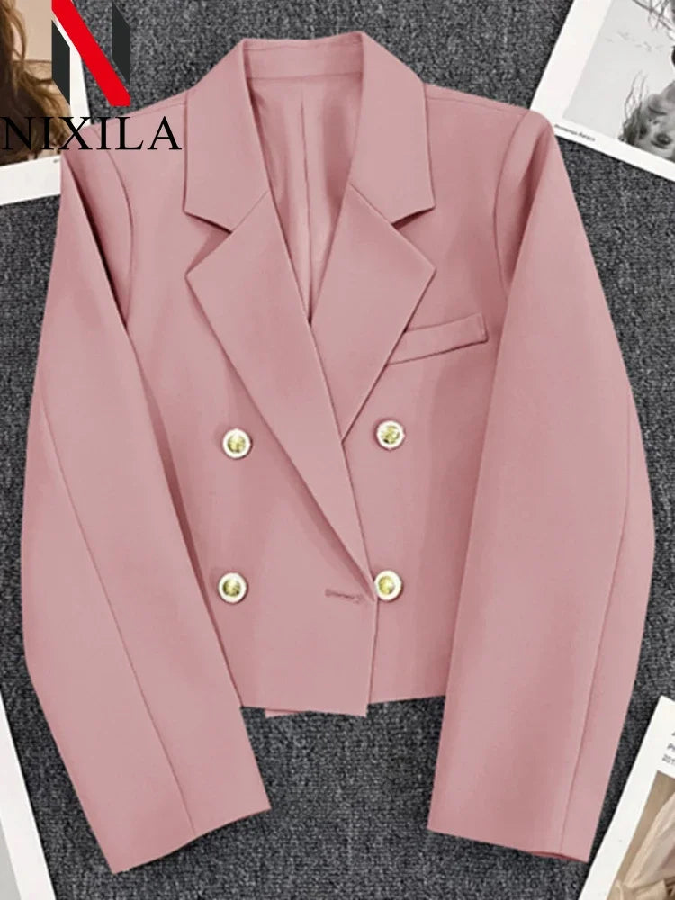 Short Cropped Fashioned Blazer /Office Lady Jacket/Fashion Coats Chic Elegant Outerwears Women's Clothes.