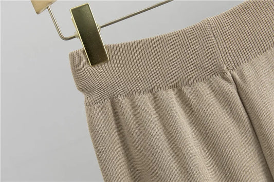 Women’s Elegant Knit Two-Piece Set | Belted Sweater & Wide-Leg Pants | Timeless Minimalist Elegance