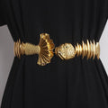 New Luxury Designer Belts For Women/High Quality Brand/Female Elastic Gold Belt’s/Ladies Waist Fish Metal Dress Waistband.