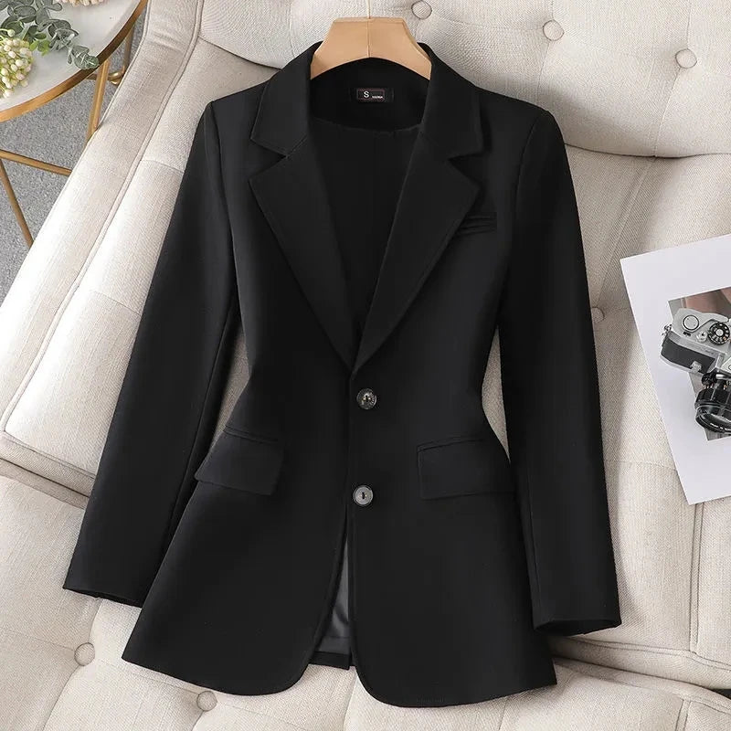 Pink Coffee Black Solid Blazer Female Long Sleeve Single Breasted Suit Jacket Coat Ladies Office Blazer Outerwear