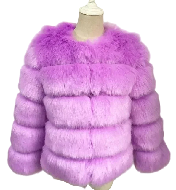 Faux Fur Coat’s For Winter/Women Short Coat Y2k Warm Furry Outerwear/O~Neck Knitted Puffy Warm Coat’s.