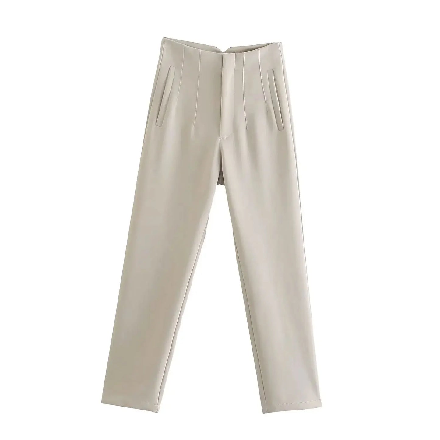 Solid HH Flat Front Pencil Pant’s/High Waist Casual Streetwear/Woven  Trouser’s Office Wear Chic Pant’s.