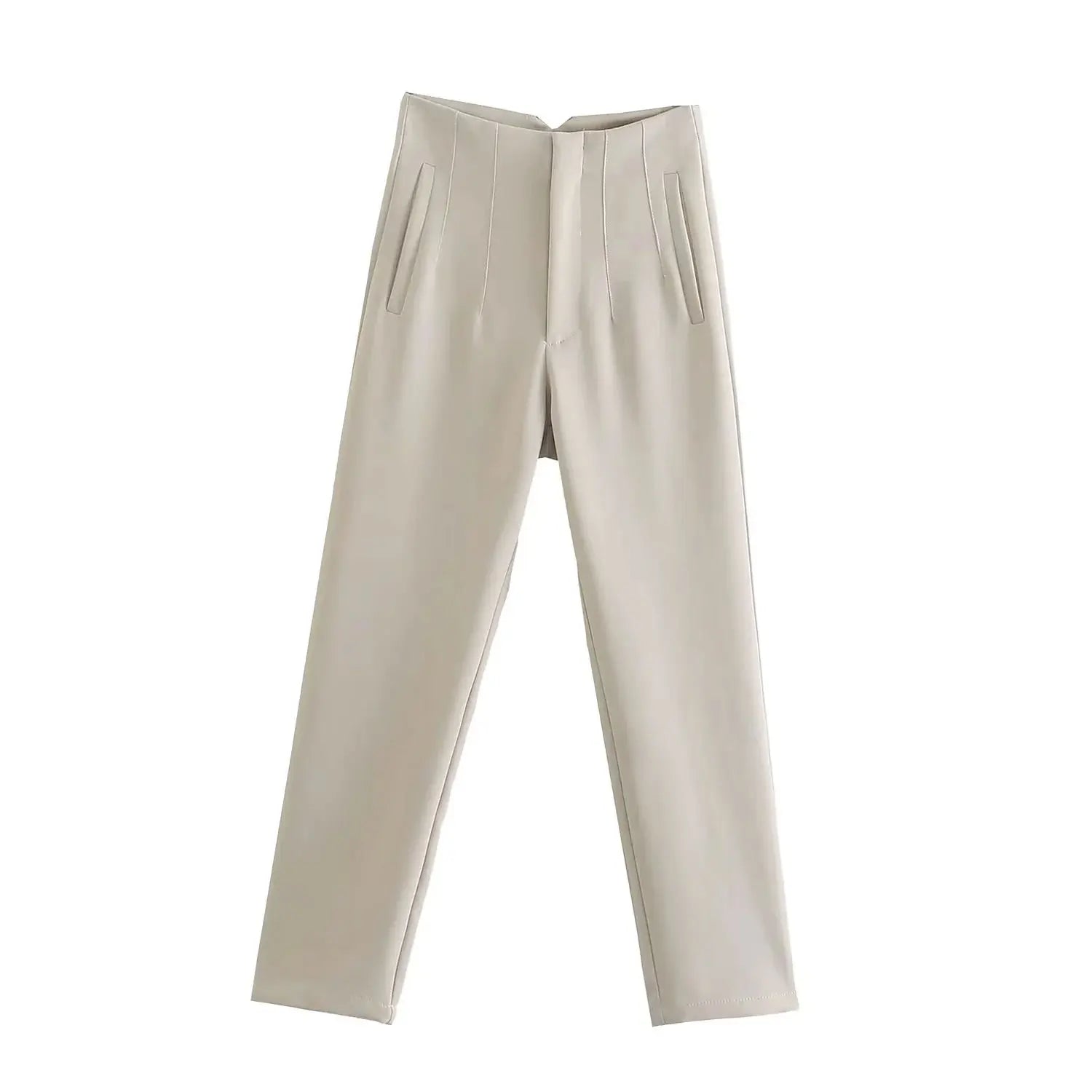 Solid HH Flat Front Pencil Pant’s/High Waist Casual Streetwear/Woven  Trouser’s Office Wear Chic Pant’s.