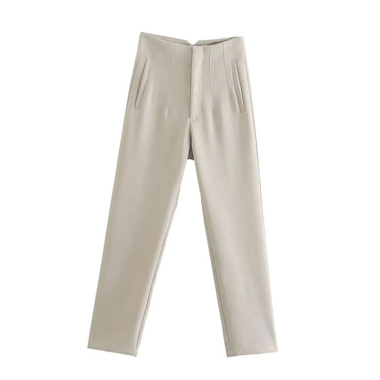 Solid HH Flat Front Pencil Pant’s/High Waist Casual Streetwear/Woven  Trouser’s Office Wear Chic Pant’s.