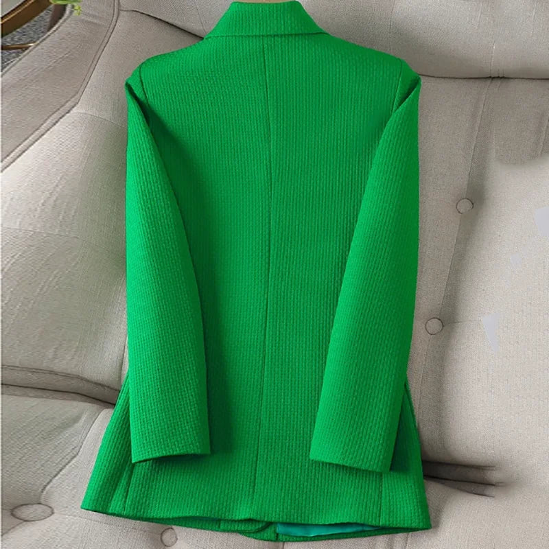 Fashion Solid V~Neck Blazer for Women/Commuter Casual Elegant Single-breasted Blazer.High Stretched Slim Fitted Blazer.