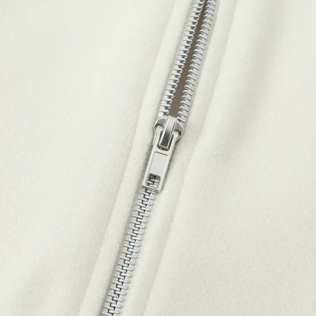 Zip up made Cardigan/ZBZA Blended Bomber Jacket/Round Neck Long Sleeve/Front Zipper Loose Hem Top New Casual Chic Outerwear.