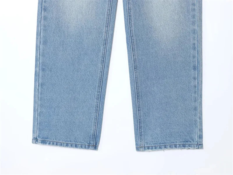 Women’s High-Waisted Straight-Leg Jeans – Classic Relaxed Fit Denim Pants