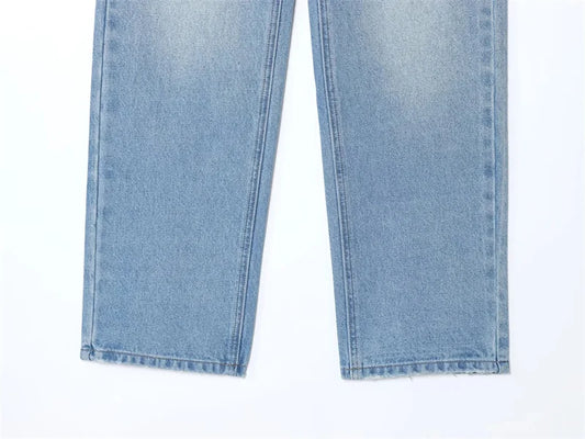 Women’s High-Waisted Straight-Leg Jeans – Classic Relaxed Fit Denim Pants