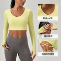 Women's Yoga Wear/Tight Long-Sleeved Shirt with Chest Pad’s/Crossed Beautiful Back Sport’s/Top Quick-drying Running Fitness Wear.
