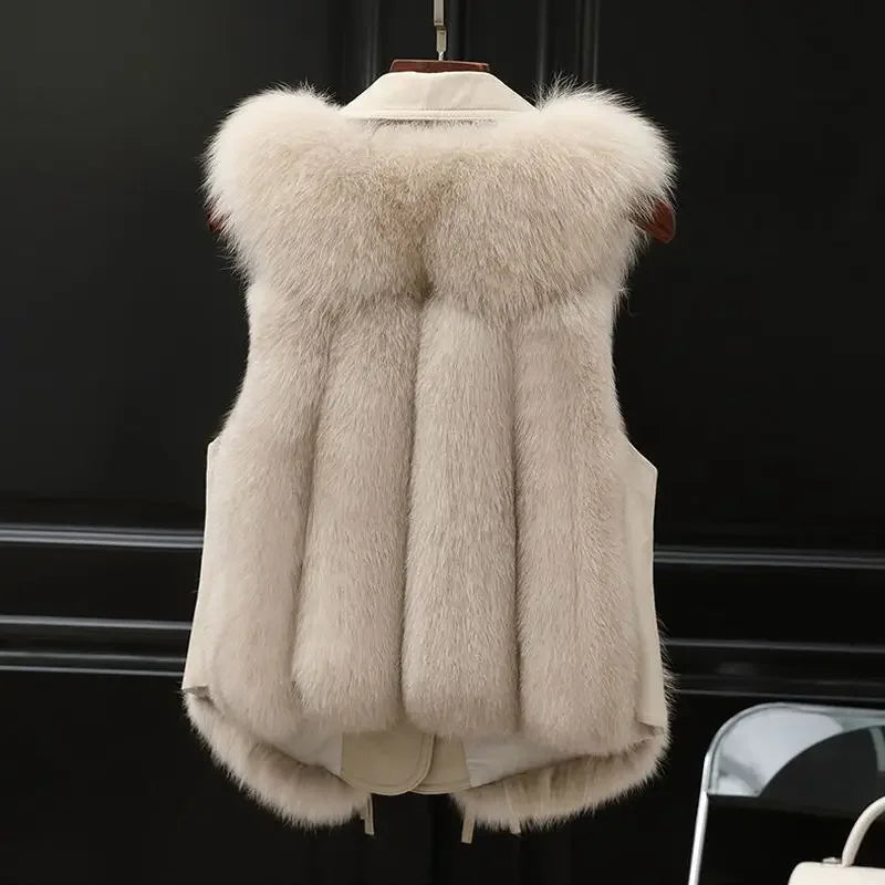Admirable Winter Fur Coat/Vest Winter Waistcoat/Short Fur Vest Female Vestcoat.