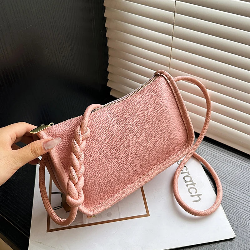 Modern Blend Boutique™ | Luxe Genuine Cowhide Leather Crossbody Bag – Premium Braided Strap Shoulder Purse for Women
