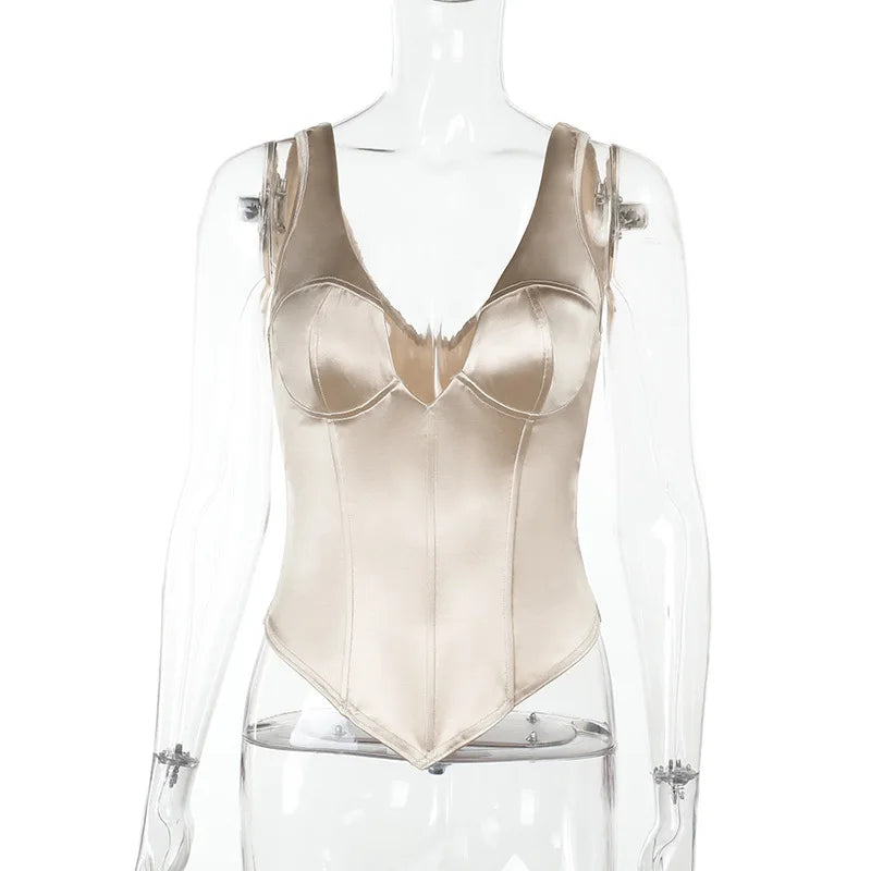 Champagne Satin Sculpt Corset Top
