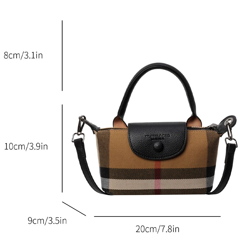 European and American Fashion Women's Bag/New Check Pattern Bag Handheld Dumpling Bag Handheld Crossbody Bag/Soft PU Material.