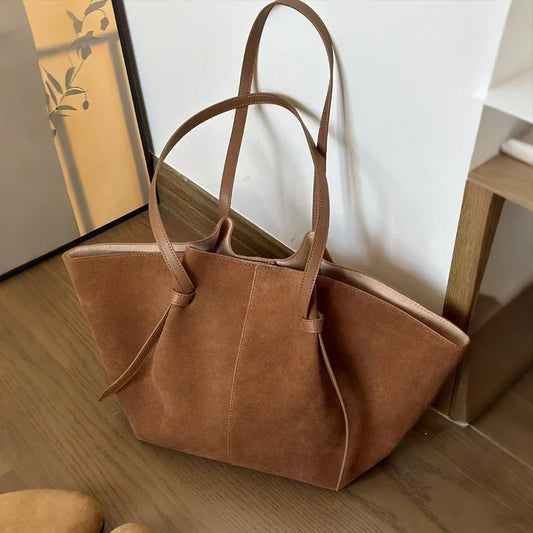 Luxury Faux Suede Tote Bag – Large Capacity Minimalist Shoulder Bag | Modern Blend Boutique