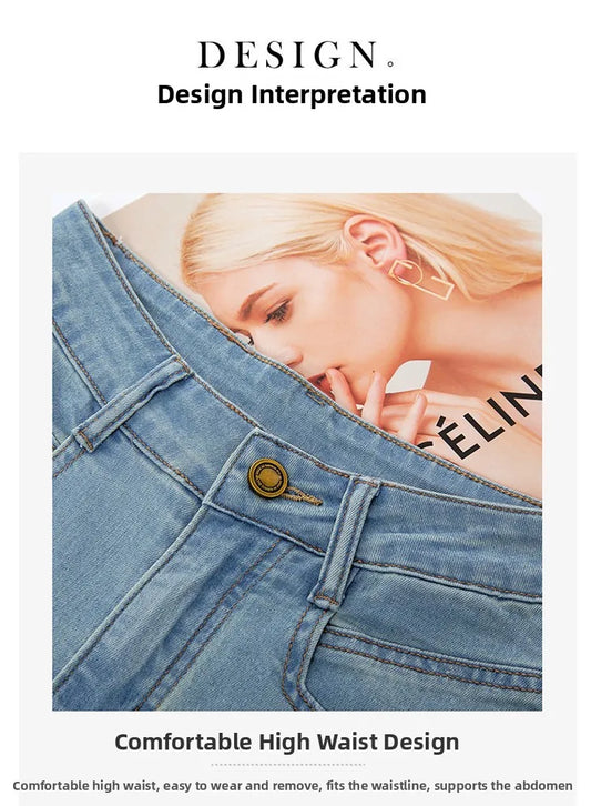 Women’s High-Waist Wide-Leg Jeans | Retro Straight-Leg Denim Pants | Light & Dark Wash