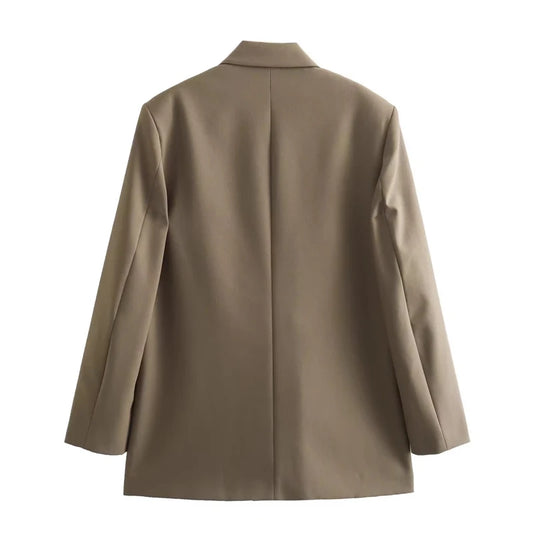 Women’s Plaid Single-Button Blazer – Tailored Notched Collar Jacket | Elegant Office & Casual Chic Outerwear