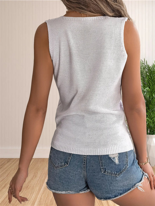 Casual Crochet Tank Top’s/Fashion V Neck Sleeveless Sweater’s/Cropped Lightweight Knit Top’s.