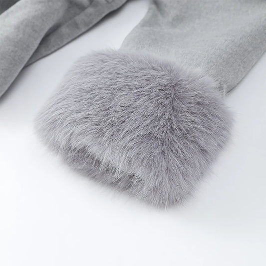 Elegant Lace-Up Woolen Short Coat for Women – Solid Loose Lapel Jacket with Furry Belt, Long Sleeve Chic Cardigan (Autumn Winter 2025)