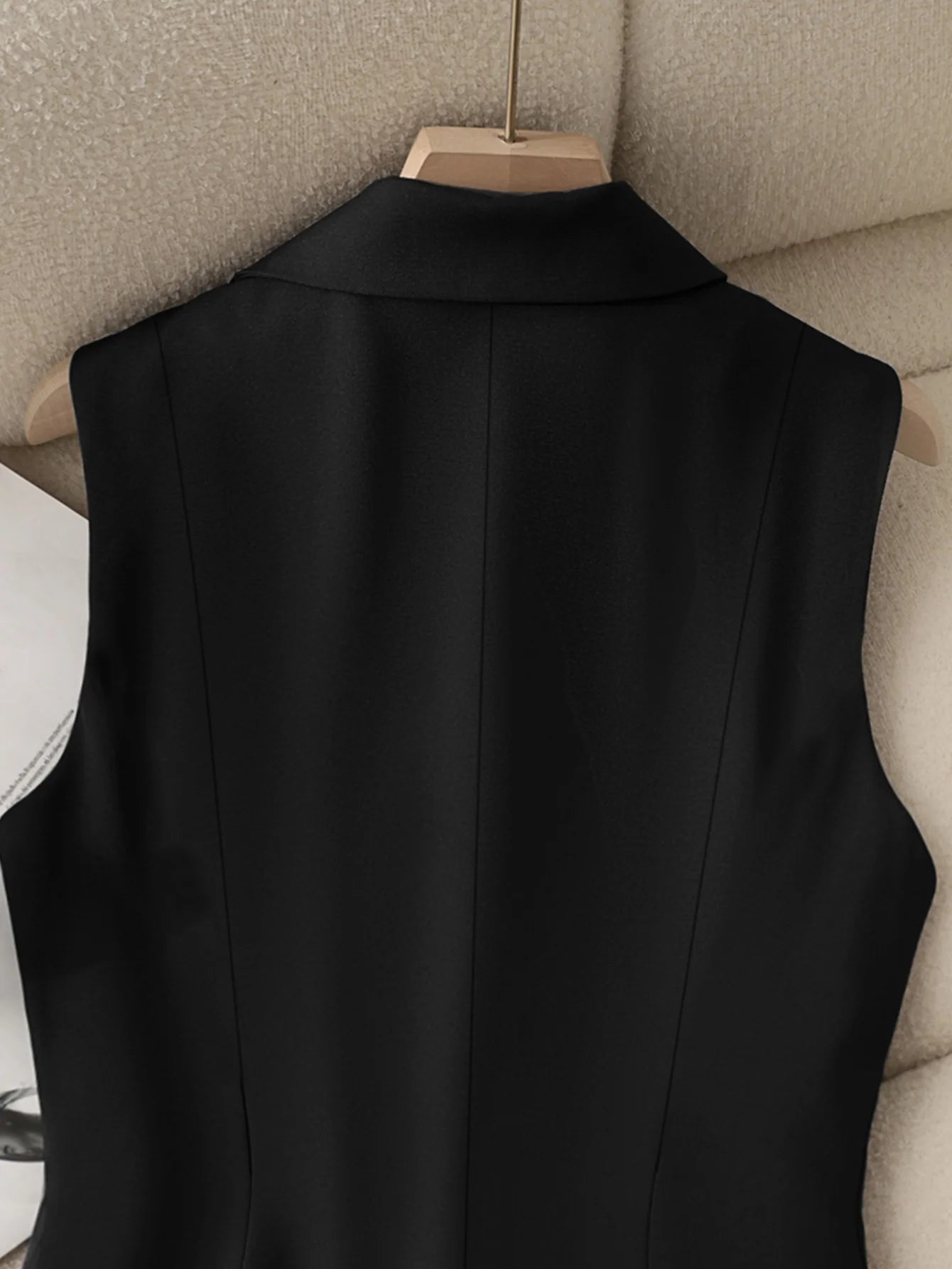 Women’s Classic Tailored Suit Vest – Black Single-Breasted Sleeveless Waistcoat | Elegant Office & Chic Layering Top