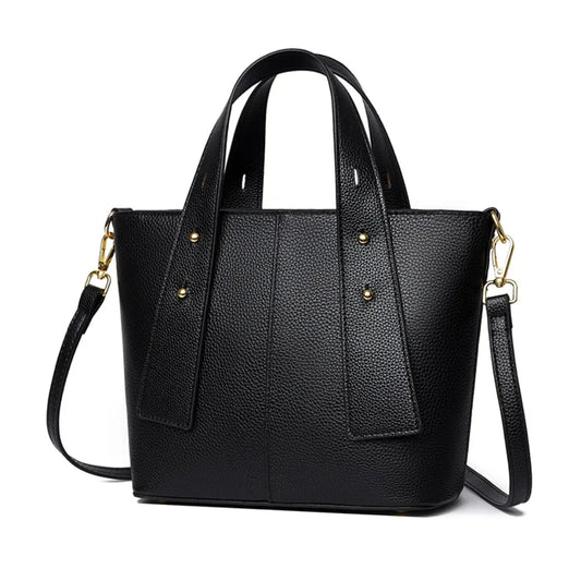 Timeless Black Leather Tote & Crossbody Bag for Everyday Style