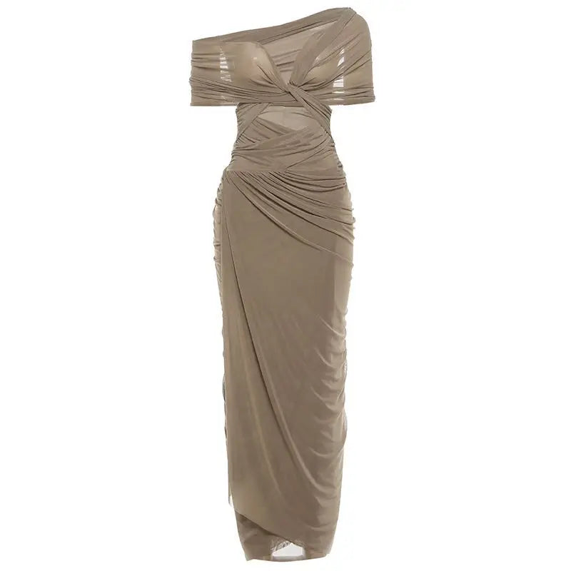 Timeless Elegance One-Shoulder Ruched Evening Gown