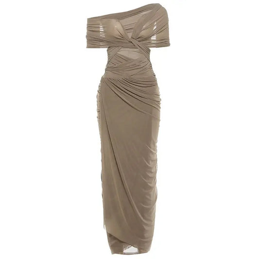 Timeless Elegance One-Shoulder Ruched Evening Gown