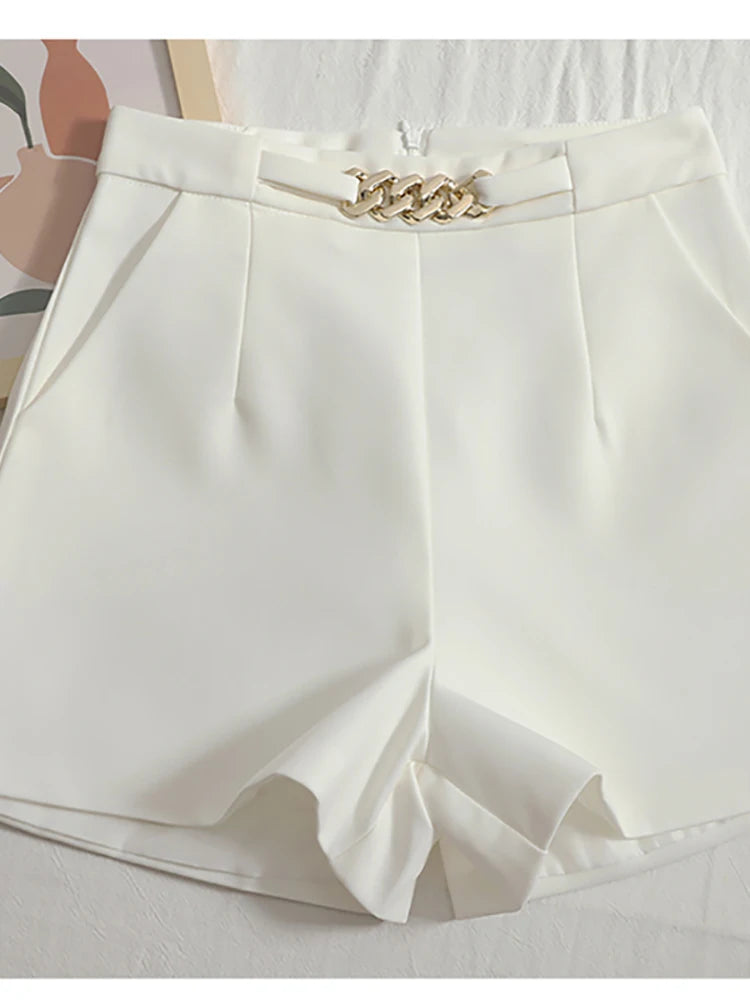 Comfortable High Waist/Slim Suit Shorts/Casual Wide Leg Shorts/HELIAR Suits Shorts/Mini Shorts Zipper A-line.