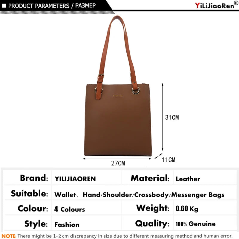 Large Capacity Handbags High Quality Leather Shoulder Bags Designer New Elegant Women Top Handle Tote Bag.